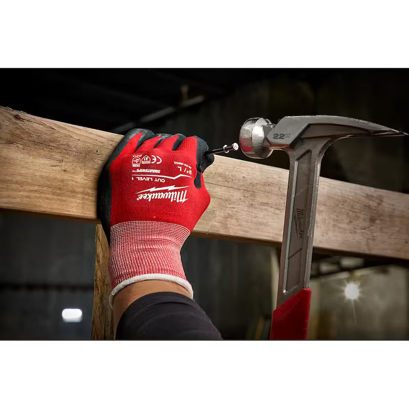 Red Nitrile Level 1 Cut Resistant Work Gloves 4-Pack W303592