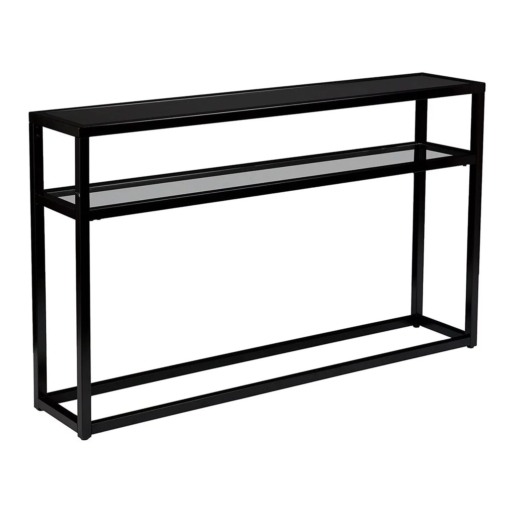 Black Metal Console Table with Glass Shelf L690316
