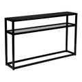 Black Metal Console Table with Glass Shelf L690316
