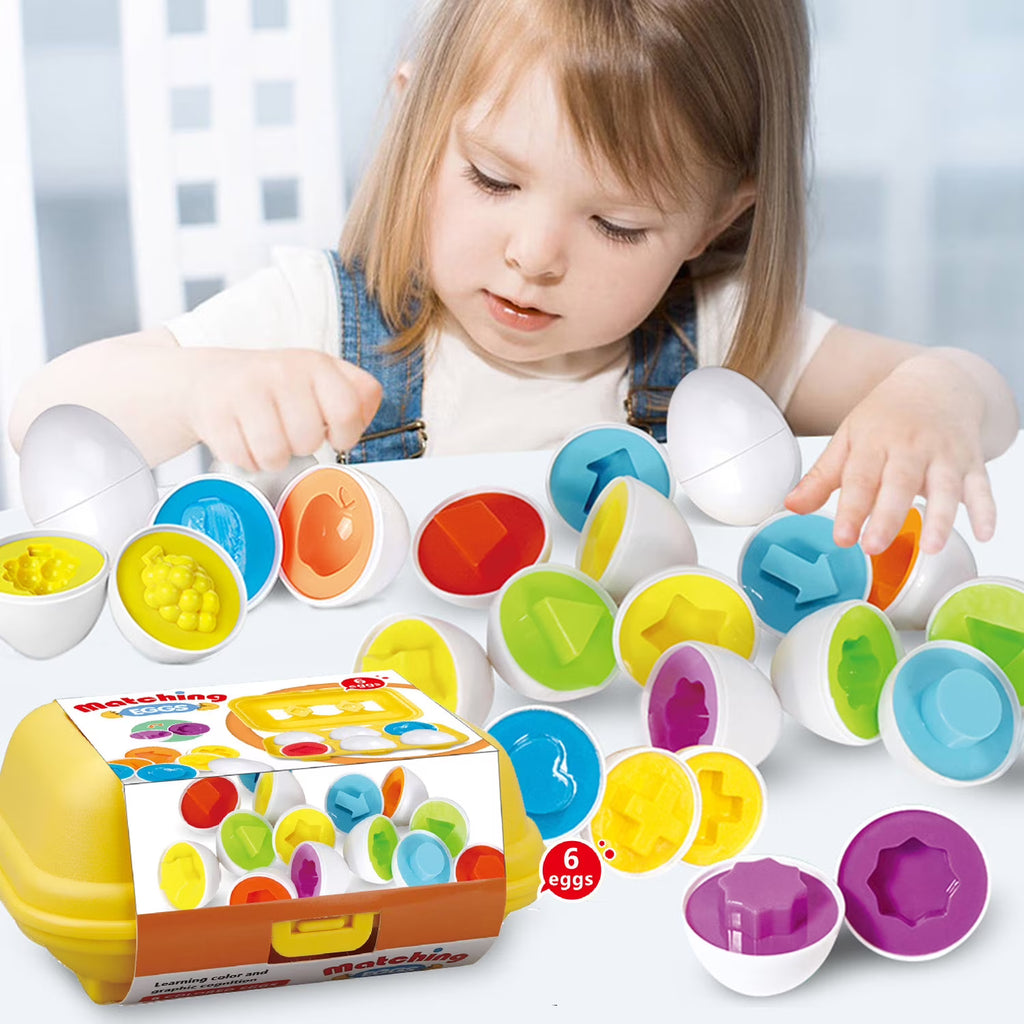 6 Pcs Shape and Color Matching Eggs Puzzle Toy D854228