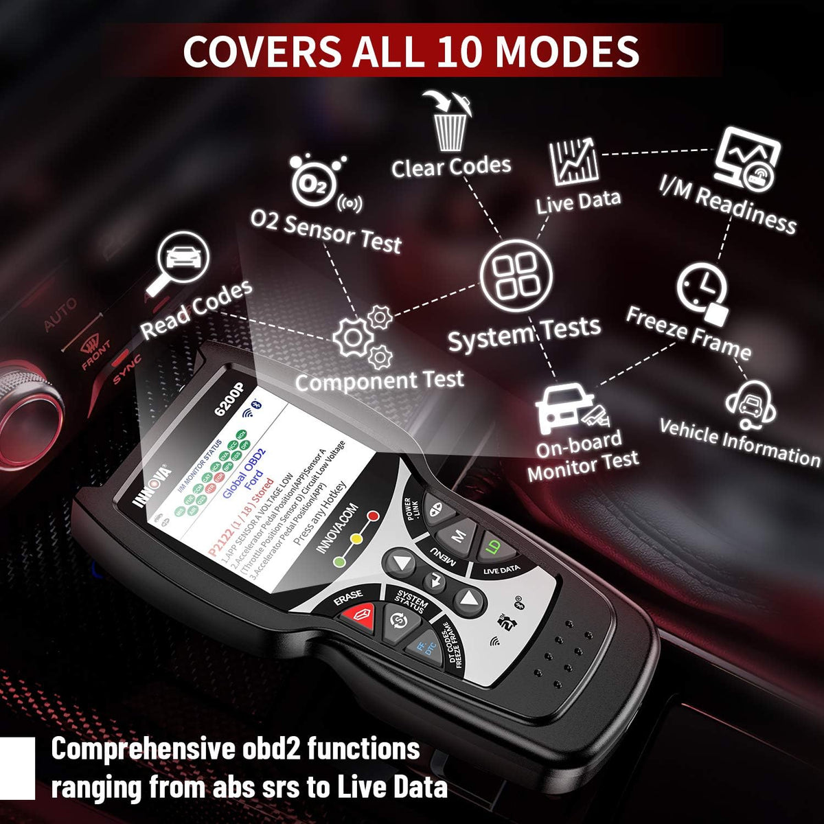 OBD2 Scanner Code Reader with Battery Reset Oil Light Reset I9132