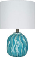 Small Textured Ceramic Accent Table Lamp with Linen Shade Q45213