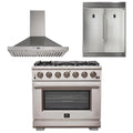 36 Inch Pro Gas Range, Wall Mount Range Hood, Refrigerator J508790