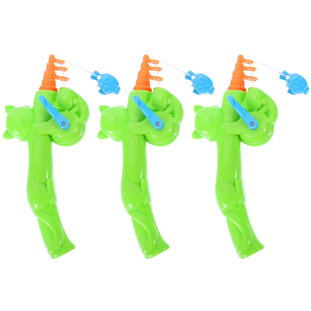3Pcs Plastic Fishing Rods Kids Magnetic Fishing Pole Toys J46468