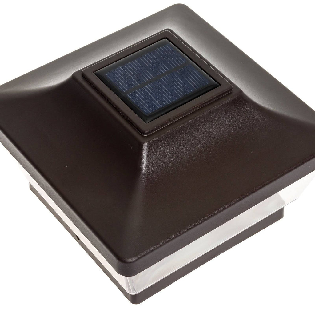 5 x 5 Solar LED Post Cap Light with 6 inch Adapter, Bronze, 12 Pack M6462