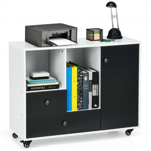 Black 2 Drawer Mobile Filing Cabinet P535865
