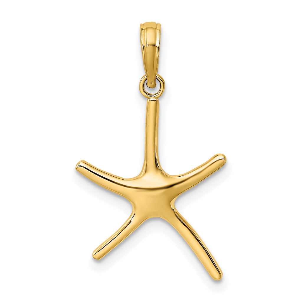 10K Yellow Gold Starfish Pendant Charm with 14K Yellow Gold Rope Chain Necklace 16'' M8639