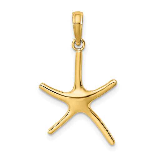 10K Yellow Gold Starfish Pendant Charm with 14K Yellow Gold Rope Chain Necklace 16'' M8639