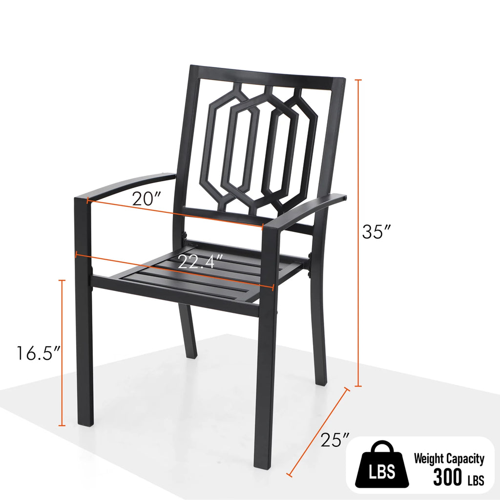 6-Piece Outdoor Patio Set with 10 FT Umbrella, 4 PCS Metal Steel Stacking Chairs & 1 PC Square Dining Table, Orange Red Umbrella P19967