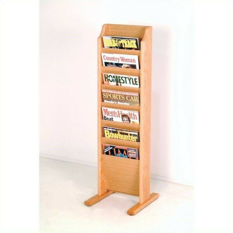 Light Oak 7 Pocket Magazine Rack X2988