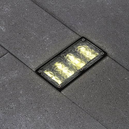 Solar Brick Landscape Path Light, 8x4 Recessed Polyresin Paver, 12 Warm White LEDs H258312