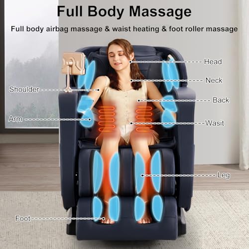 4D Zero Gravity Heated Massage Chair Recliner with SL Track (Black) F643