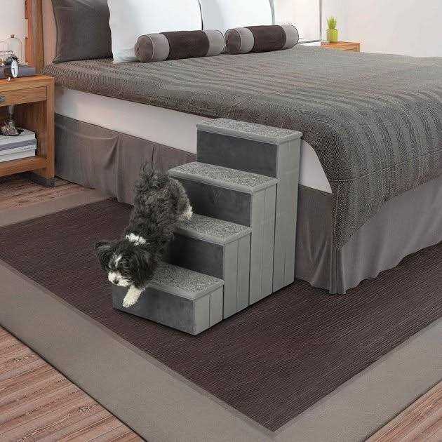 Foldable 4-Step Pet Stairs with Storage C11675
