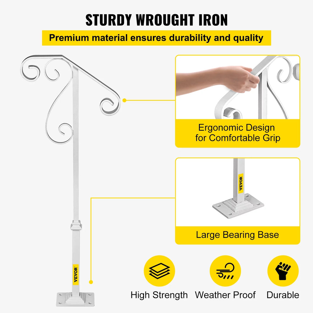 White Single Post Handrail for 1 or 2 Steps A355