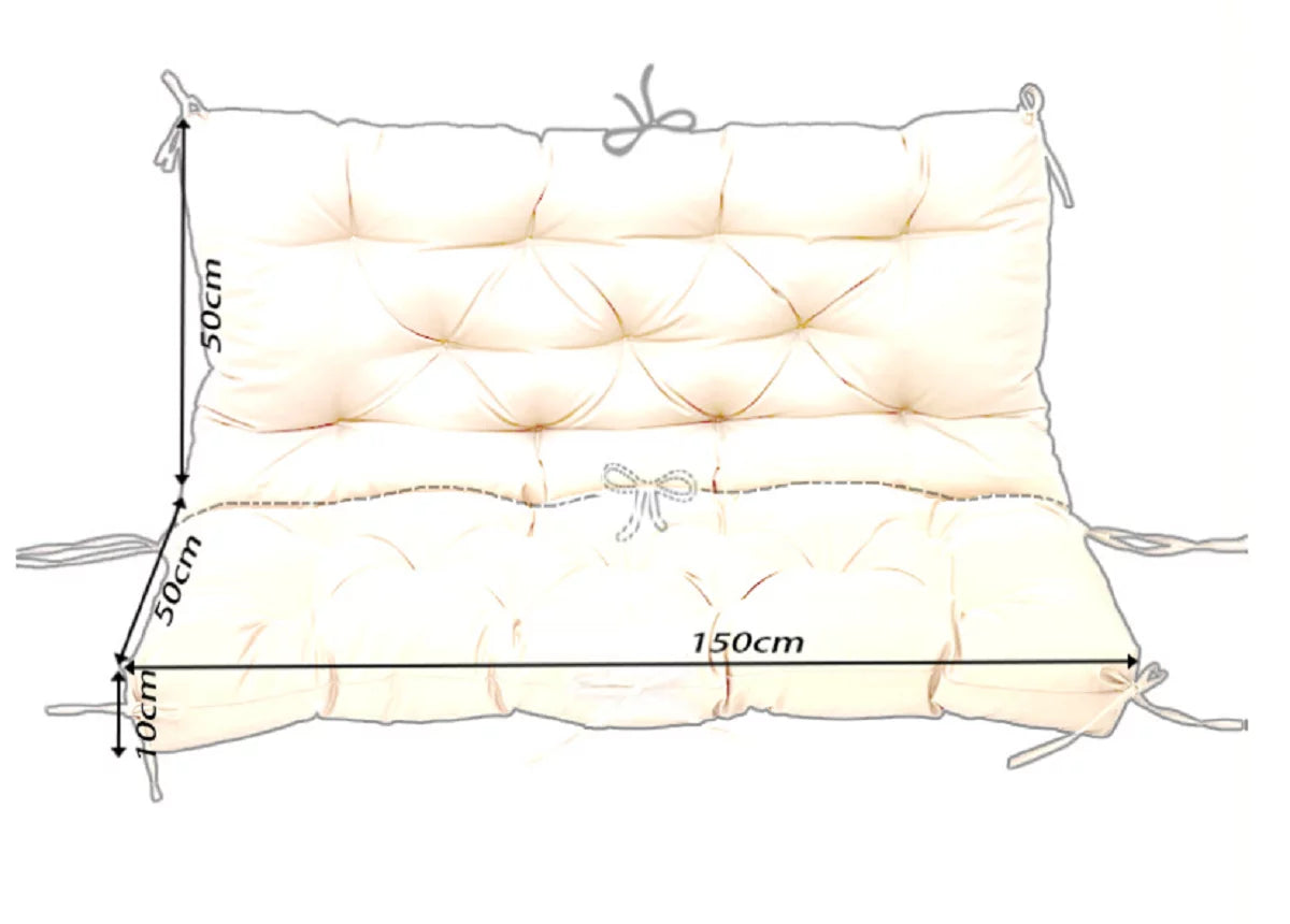 Waterproof Sun-Resistant Outdoor Bench Cushion with 8 Nonslip Ties G38882