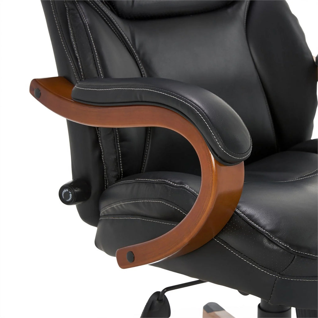 Big and Tall Executive Office Chair with Wood Accents Black N469
