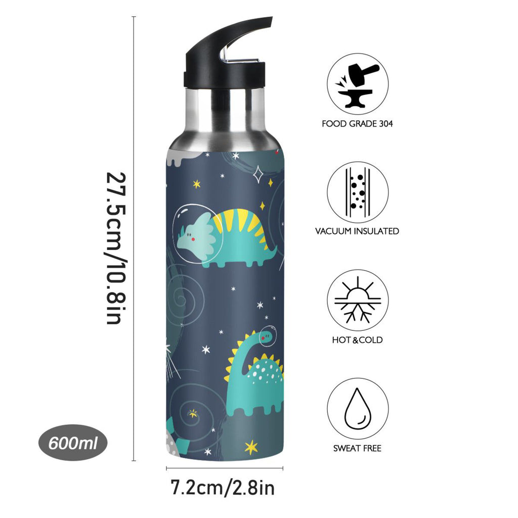 Stainless Steel Insulated Vacuum Flask Water Bottle with Straw Lid F763
