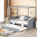 Gray Wooden Canopy Bed with Trundle F619