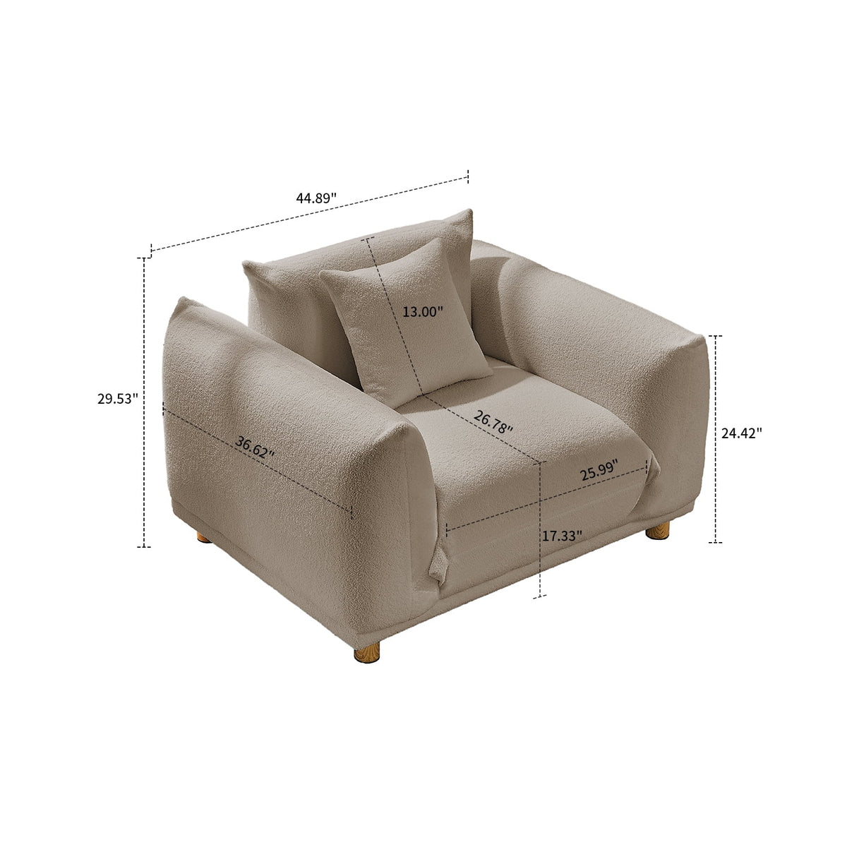 Teddy Fabric Upholstered Accent Chair with Metal Legs D634317