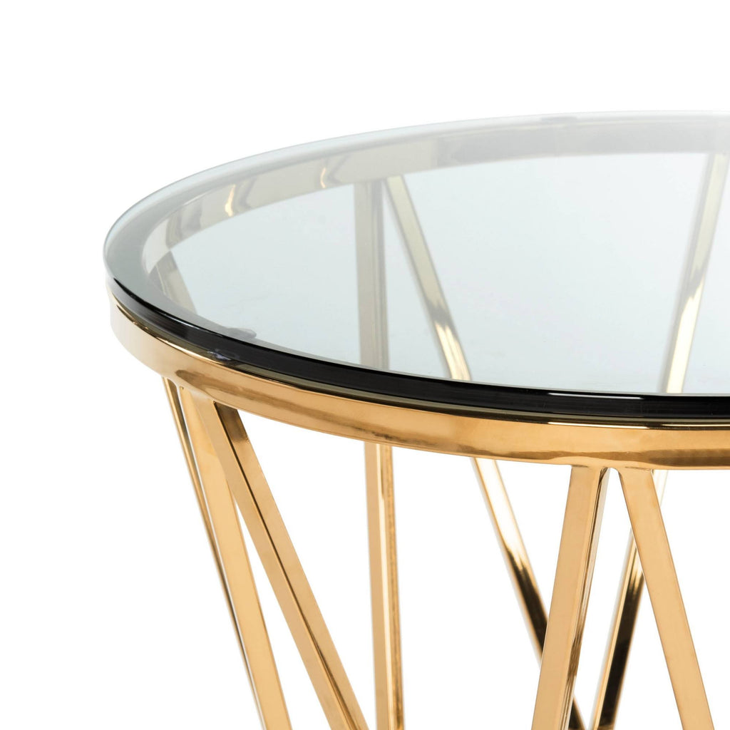 Gold Glass Top End Table L86708