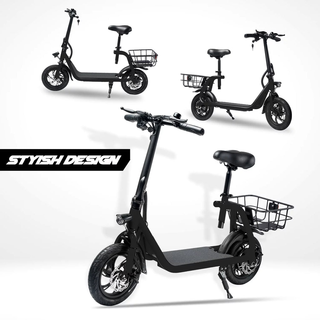 Foldable Electric Scooter with Seat and Carry Basket N63496