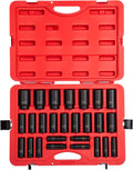 26-Piece 1/2 Inch Drive Deep Impact Socket Set Metric Cr-Mo Alloy Steel G825