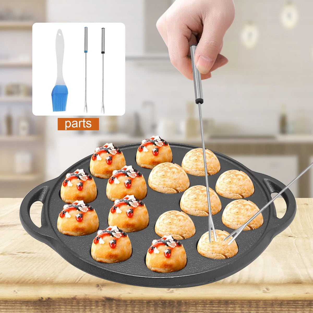 Cast Iron 15 Holes Takoyaki Pan H349494