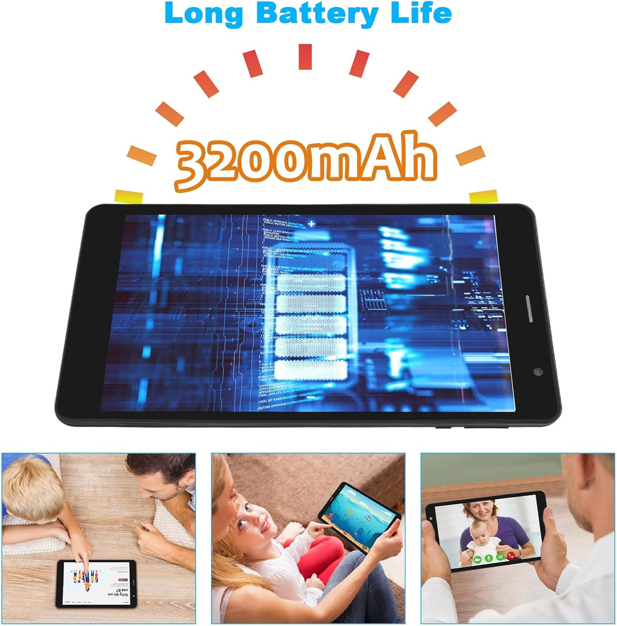 Tablet 8 inch 16GB Storage 128GB TF Expansion Android 11.0 Quad-core A7 Processor 800x1280 IPS HD Touchscreen Dual Camera WiFi Bluetooth T803