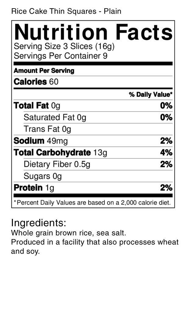 Rice Cake Squares 4.9 oz C51788
