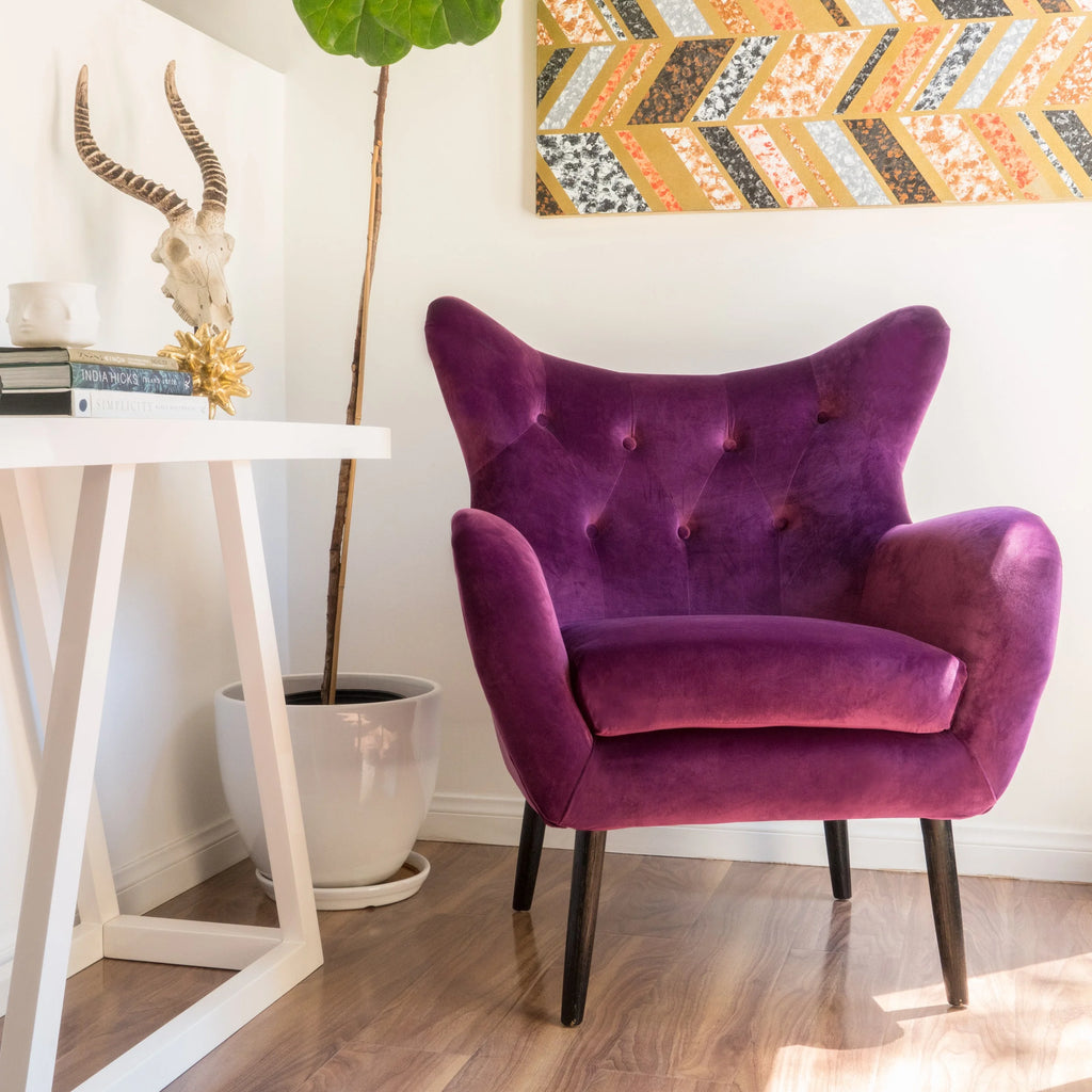 Purple Velvet Wingback Chair I3270