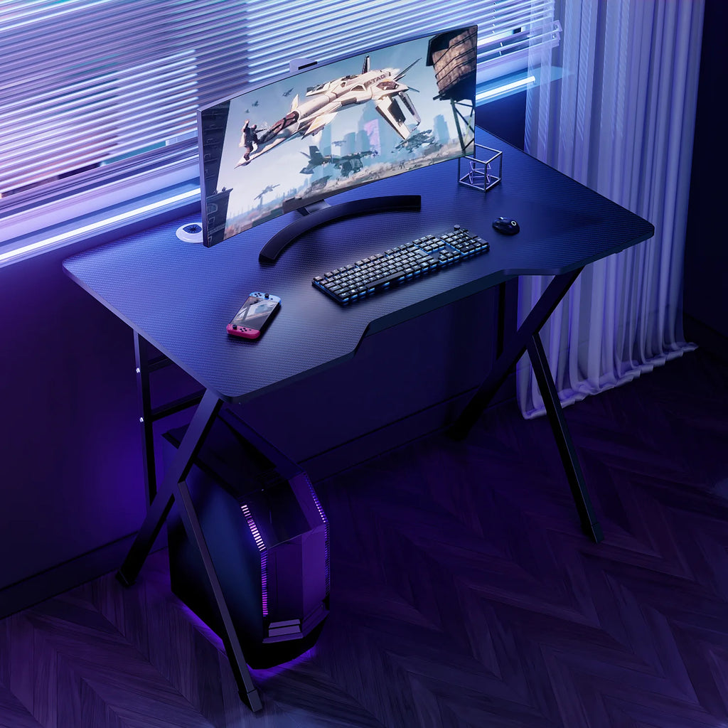 Black Portable Computer Desk with Host Rack D153935