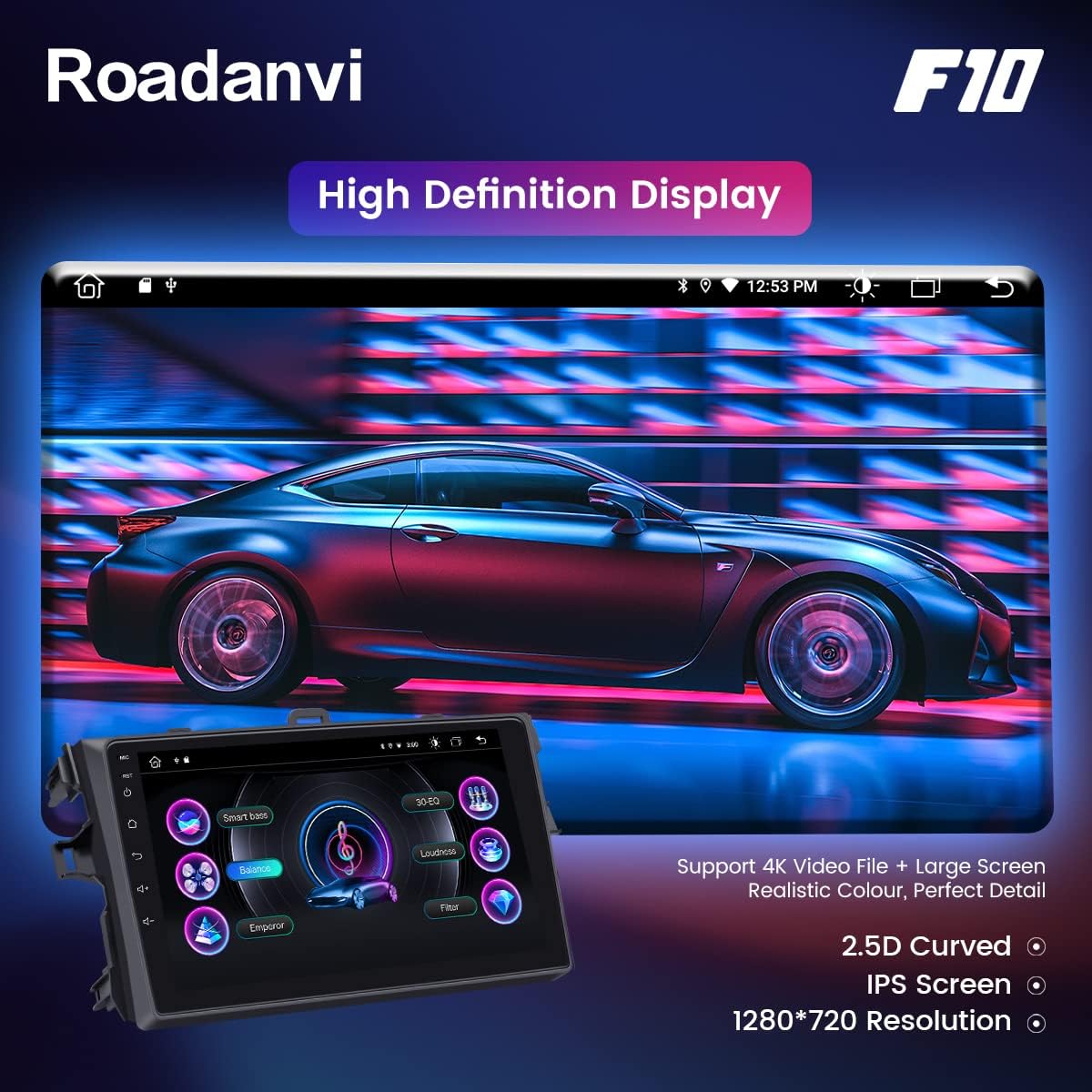 Car Stereo Bluetooth Radio with 1280x720 IPS Touch Screen H33523