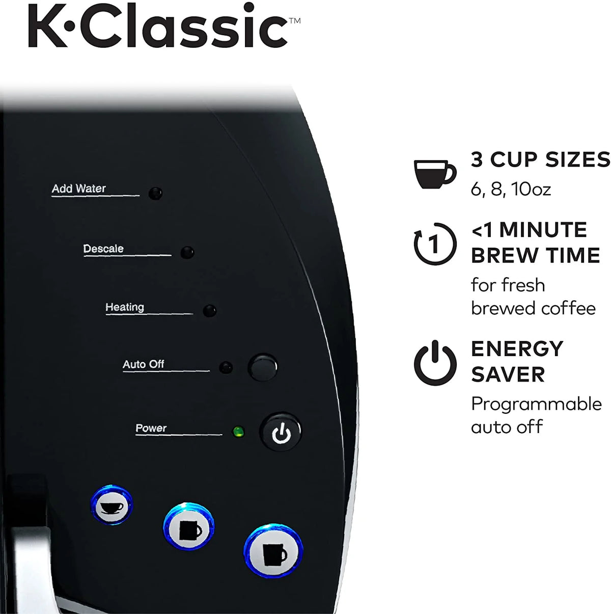 Single Serve Programmable Coffee Maker, 6 to 10 oz Brew Sizes, Black L649