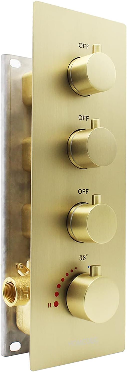 Chrome 3-way Brass Thermostatic Shower Valve E87142