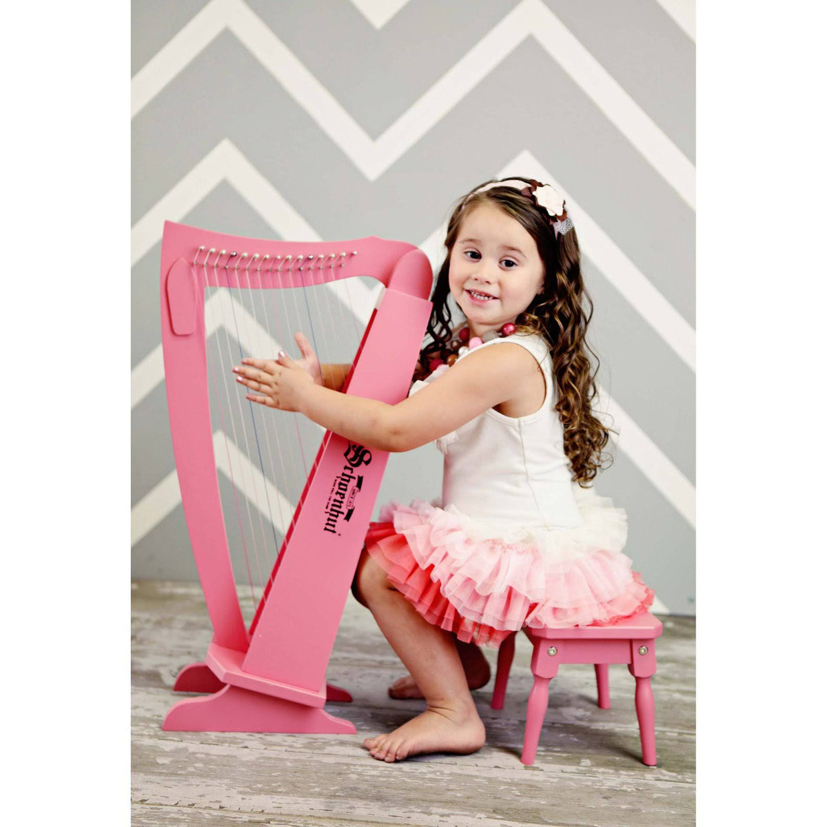 15 String Harp with Bench Pink E9736