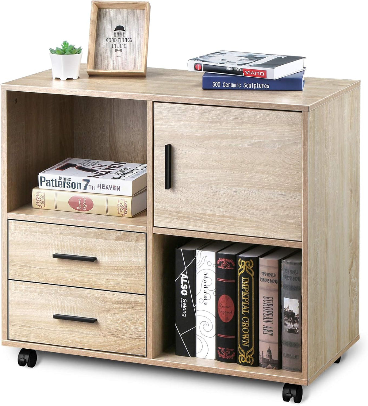 Black Walnut 3 Drawer Wood File Cabinet with Lock I5848