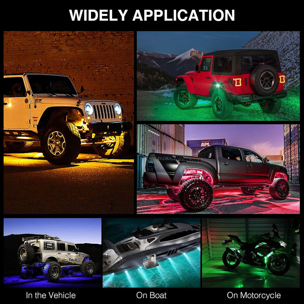 RGB Led Rock Lights for Trucks Exterior, 6 Pods, Waterproof, Pack of 2 F772788