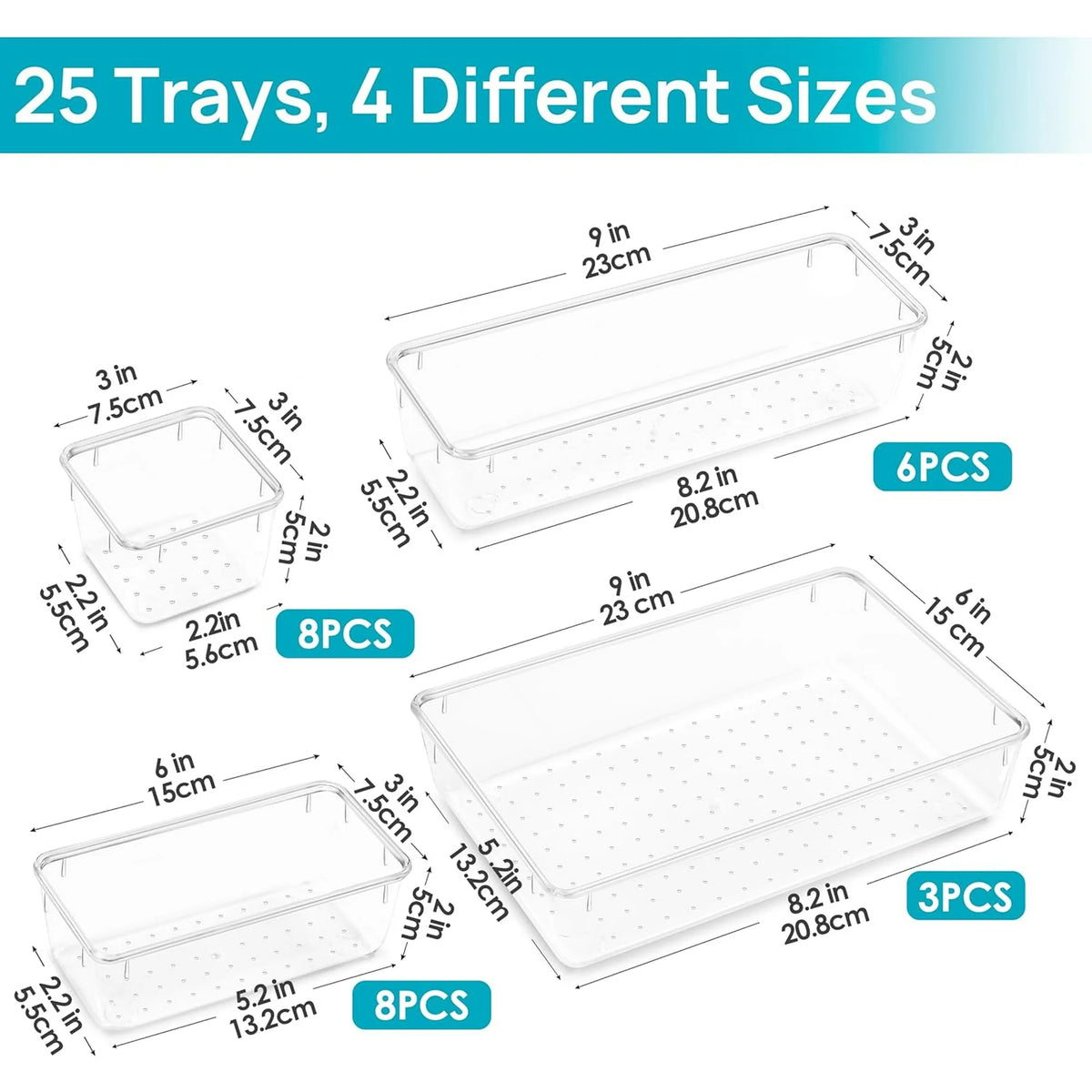 25 Transparent Plastic Drawers and Storage Boxes Z4611