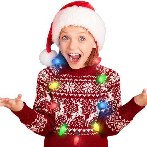 4 Pack LED Light Up Christmas Bulb Necklace Y518187