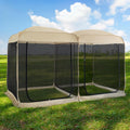 Beige 12' x 7.5' Pop Up Screen Tent Gazebo with Mesh Mosquito Netting Z59155