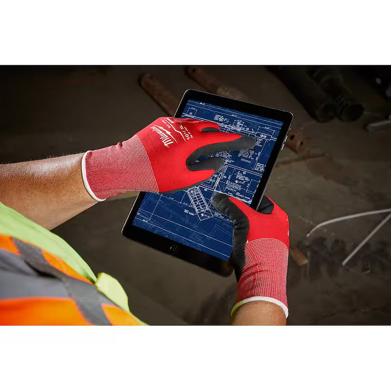 Red Nitrile Level 1 Cut Resistant Work Gloves 4-Pack W303592