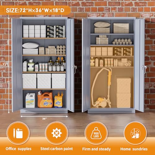 72" Black Locking Steel Storage Cabinet with 4 Adjustable Shelves A94632