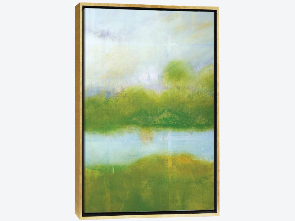Framed Canvas Art Purple and Green Landscape F358