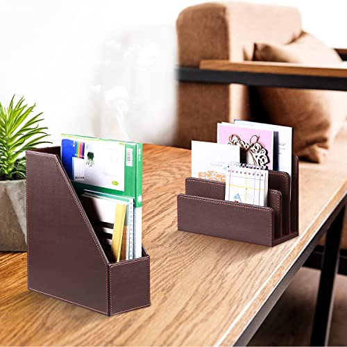 4 PCS Desk Accessories Set with Pencil Cup, Magazine File Holder, Letter Mail Sorter, Sticky Note Holder H593
