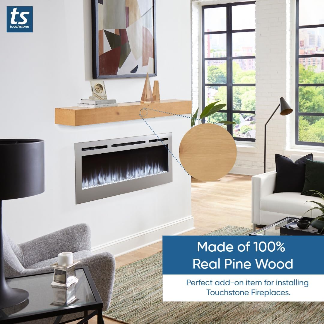 60 Inch Smart Electric Fireplace and 72 Inch Natural Finish Wood Mantel Bundle F5352