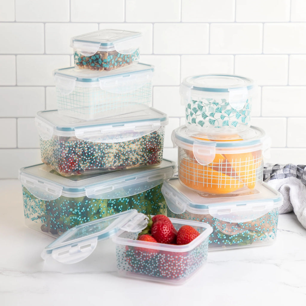 16-Piece Green Floral Food Storage Set F3425