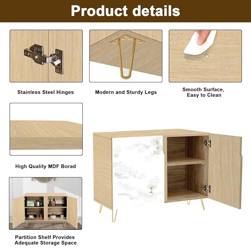 2 Doors Sideboard Cabinet with Golden Veins T708030