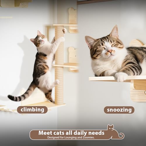 16 Pcs Wall Mounted Cat Shelves with Bed and Scratching Post A515407