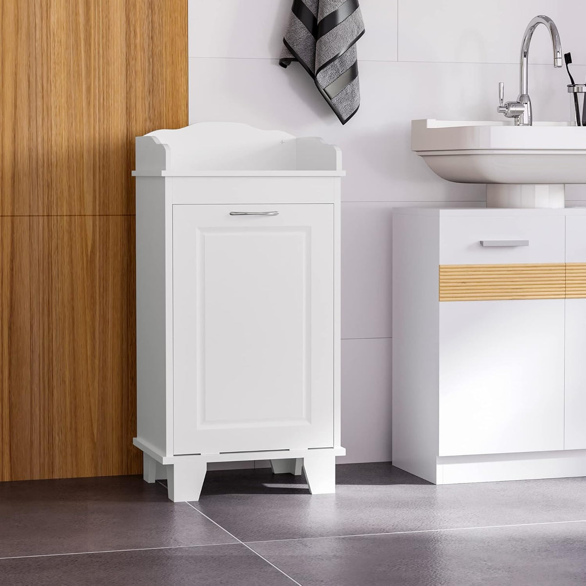 White Free Standing Laundry Hamper Z301