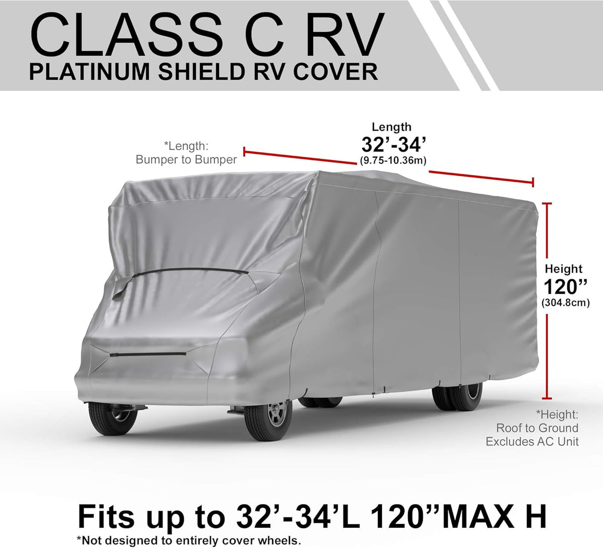 Weatherproof Class C RV Cover 20' - 23' Long with Fleece Lining W105303
